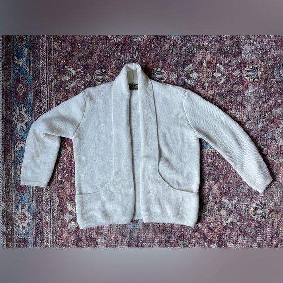 Cozy vintage White Knit American South Side Alpaca wool Cardigan with pockets - Picture 1 of 14